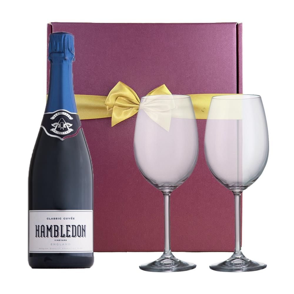Hambledon Classic Cuvee English 75cl And Bohemia Glasses In A Gift Box
